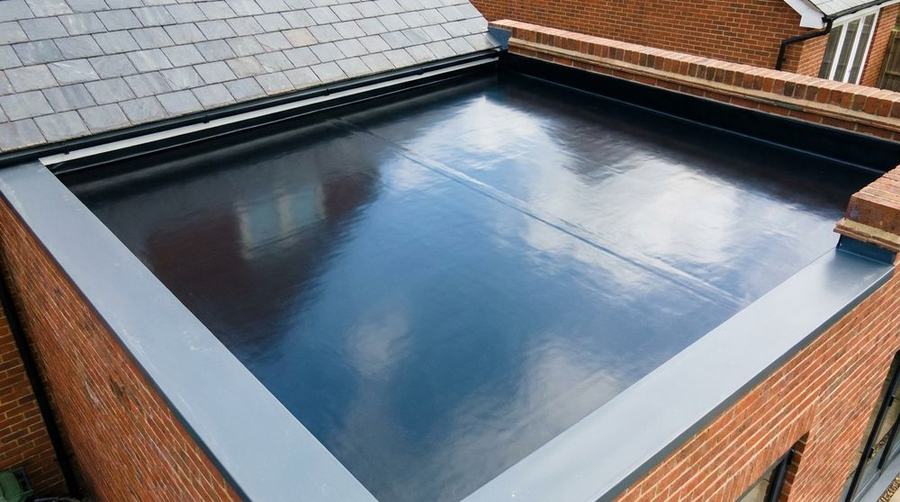 New EPDM rubber flat roof on a brick extension
