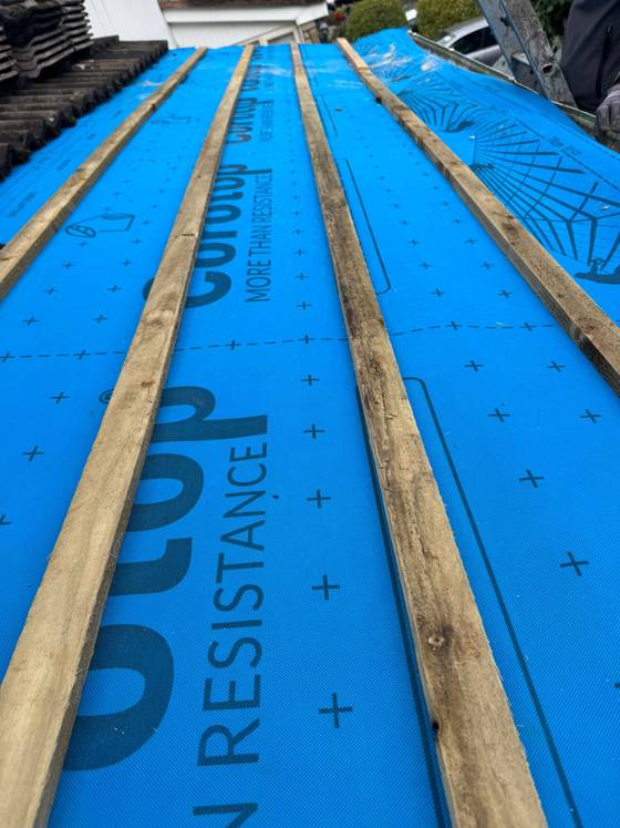 Breathable membrane and treated battens on a roof