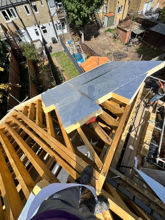New timber rafters over a garden extension
